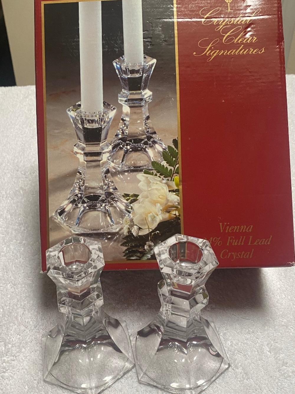 Two Vienna Crystal Candlesticks